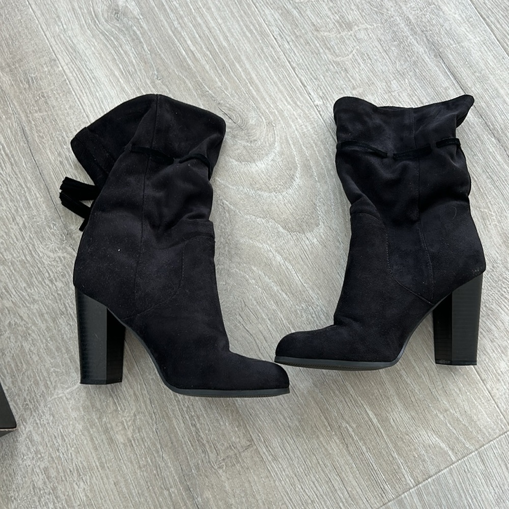 Black suede boots